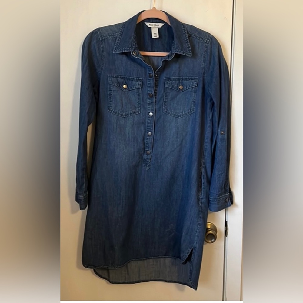 WHBM denim dress with pockets long sleeve